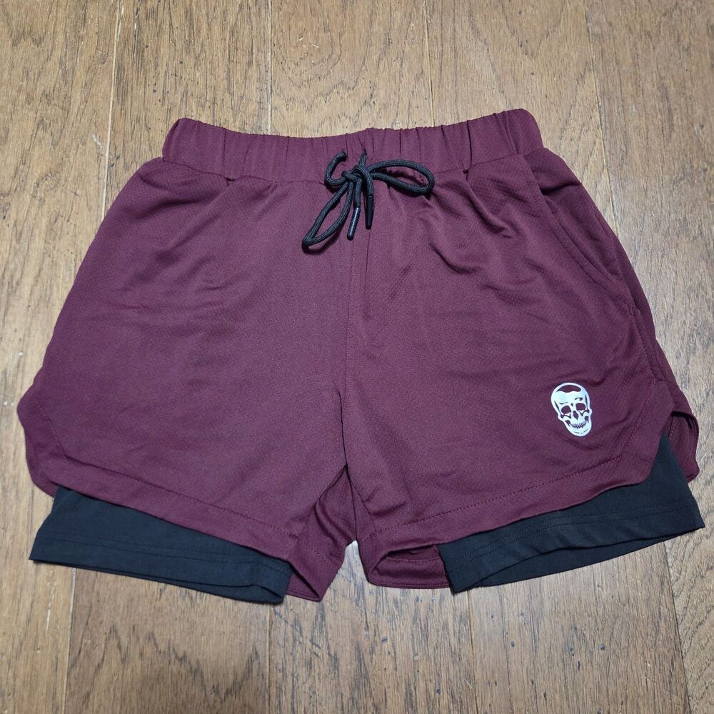 Gymreapers Shorts Mens Medium Burgundy Mesh Lined 4" Drawstring Running Athletic